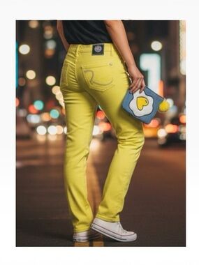 new Rock & Republic ☀︎︎ Swarovski® Crystal Kiedis Stretch Jeans ☀︎ Neon Yellow